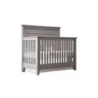 Cuna Moderna de Madera para Niños, Cama para Bebés, Color Gris, Cunas para Dormitorio o Guardería