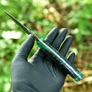 Couteau de chasse Skinner artisanal en résine de cône de pin, forgé à la main en Damas, avec étui, support OEM, couteaux de camping à lame fixe - Product Image 2