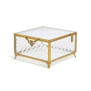 Stylish Metal & Glass Jewelry <b>Box</b> Elegant <b>Trinket</b> Storage Organizer for Rings Earrings Necklace Bracelet Bedroom Dresser - Product Image 2