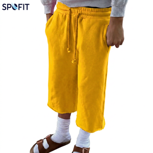 Shorts de survêtement capri roses pour hommes, taille mi-haute, en coton tricoté uni, avec cordon de serrage et poches, respirants, style décontracté - Product Image 3