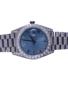 Unisex Antique Movement Iced Out VVS Moissanite Stainless Steel Hip Hop <b>Smart</b> Dial Custom High Quality Diamond - Product Image 1