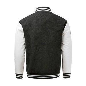 Chaqueta Bomber de Béisbol Varsity Personalizada Unisex con Bordado de Letras, de Invierno, de ZRROPS INDUSTRY, Negra y Amarilla con Mangas de Cuero Sintético - Product Image 4