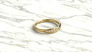 Minimalist 18K Gold Tapered Round Diamond <b>Ring</b> Curved Eternity Wedding Band Stackable <b>Dainty</b> <b>Ring</b> Fine Jewelry Gift for Women - Product Image 3