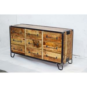 Vintage Industrial Solid Wood Multi-Drawer Cabinet <b>Rustic</b> Finish Home <b>Furniture</b> for Living Room Office Convertible for Farmhouse - Product Image 2