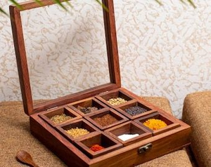 Wood Eco-Friendly Spice <b>Box</b> Container-Home Kitchen Spice <b>Masala</b> Holder Dishwasher Safe by Perfect Enterprises - Product Image 4