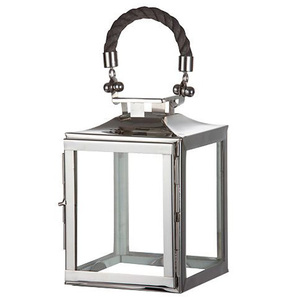 Lanternes à bougies en acier inoxydable faites à la main, lanternes géométriques en verre transparent, lanternes de sol en acier inoxydable, lanternes de table DLS-027 - Product Image 1