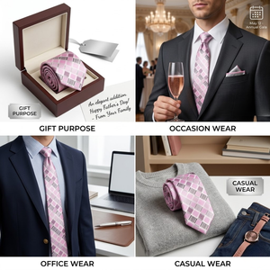 Pink Grey Checkered <b>Tie</b> for Men Premium Woven Necktie | Formal, Business, Wedding Wear Stylish Designer <b>Tie</b> | India 2026 Export - Product Image 3