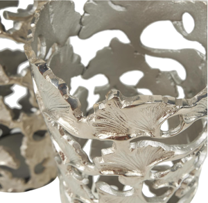 <b>Set</b> of 2 Leaf Design Silver Ware Aluminum Flower <b>Vases</b> and Pots Superior Quality Metal Handmade Fancy Flower <b>Vases</b> for Indoor - Product Image 3