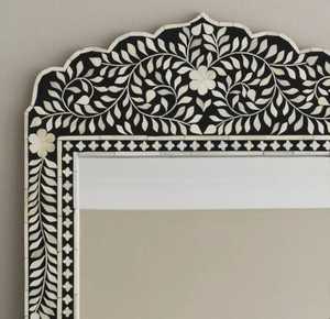 Espejo de Pared Moderno Hecho a Mano con Incrustaciones de Hueso, Ecológico, Diseño Floral en Blanco y Negro, para Interiores del Hogar y Baño, Grosor Personalizable - Product Image 4