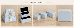 Luxury dusky Blue Color Mirror <b>Glass</b> Decorative Storage Box Key <b>Knob</b> Premium Jewelry Vanity Organizer Boxes Home Decor Lacquer - Product Image 6