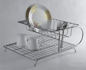 Égouttoir en métal de qualité supérieure pour la cuisine à domicile avec rangement multicouche et look moderne élégant - Product Image 3