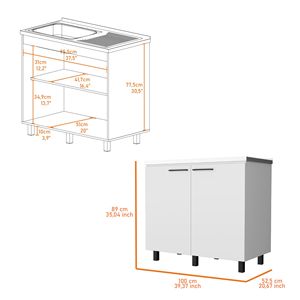 Lavello e mobiletto bianchi a 2 scomparti per la tua cucina - Product Image 6