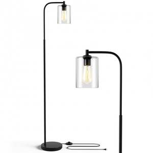 <b>Industrial</b> Black Floor <b>Lamp</b> with Glass <b>Shade</b> - Product Image 1