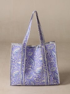 OEM Assorted Lavender Floral Quilted Cotton Tote <b>Bag</b> - Eco-Friendly Boho <b>Reusable</b> Shopper <b>Bag</b> - Product Image 2