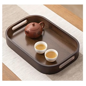 Juego de Bandejas de Servir Modernas y Ecológicas de Aluminio y Madera con Asas, Diseño Encajable para Té/Café, Cumpleaños y Bodas - Product Image 3