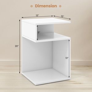 Comodino Moderno Intelligente con Struttura a S e 2 Scomparti Aperti - Product Image 5