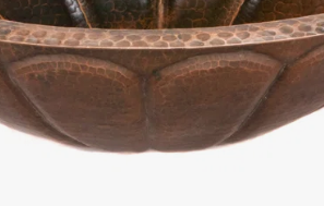 Évier ovale en cuivre martelé de style vintage, fait main, avec motif pétales cannelés, pour salle de bain, à poser sous le meuble ou en îlot, antique - Product Image 5