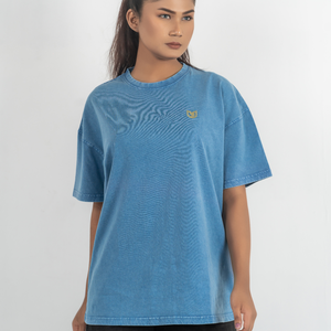 Women's Acid Wash Heavyweight Cotton Oversized Tee Vintage Washed Graphic Streetwear Casual Everyday T <b>Shirt</b> blue color made BD - Product Image 1