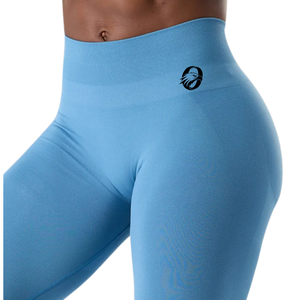 Legging de sport sans couture taille haute pour femme, bleu ciel, compression, fitness, yoga, course, anti-transpiration, extensible, entraînement athlétique - Product Image 4