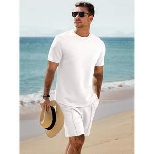 Custom Men's Casual 2-Piece Outfit <b>Short</b> Sleeve T-Shirt <b>Shorts</b> for Summer Beach Vacation Workout <b>Gymnastics</b> for Lounge Vacation - Product Image 2
