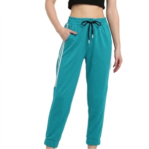 Pantalones Deportivos de Mujer al Por Mayor, Largos hasta la Pantorrilla, con Pliegues Delanteros, Elásticos, Tipo Cargo, con Bolsillos Laterales a Rayas, Transpirables e Informales - Product Image 1