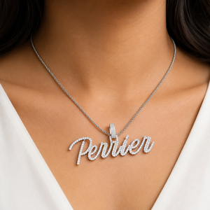 Pendentif personnalisé en argent 925 avec initiale en lettres cursive sertie de diamants de laboratoire, bijoux fins, colliers, breloques pour cadeau personnalisé - Product Image 2