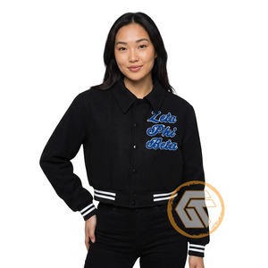 เสื้อแจ็กเก็ตทีมโรงเรียน Zeta phi Beta ผ้าคอตตอนปักลายมีตัวอักษรระบายอากาศ - Product Image 1