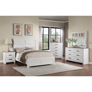 <b>White</b> 1pc Bedroom Furniture Paper Veneer Nightstand with 2 Drawers <b>Bedside</b> Table - Product Image 6