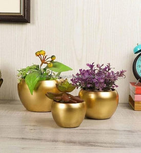 ชุดกระถางต้นไม้สีทอง3ชิ้นทันสมัยไม่ขึ้นสนิม - Product Image 2