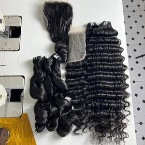 Extensions de cheveux humains naturels bruts du Vietnam, qualité supérieure, ondulés et bouclés, couleur noire naturelle - Product Image 3