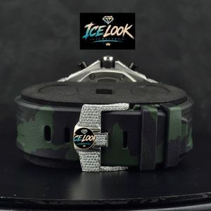 Reloj Cronógrafo de Lujo con Incrustaciones de Diamantes, Cuarzo, Acero Inoxidable, Bisel de Dos Tonos, Esfera con Escala Mixta, Correa de Camuflaje, Caja de 10 mm para Hombre - Product Image 2