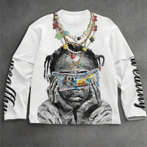 Camiseta de Hombre Personalizada con Serigrafía, Ecológica, Transpirable, Estilo Hip Hop, Hombros Caídos, Doble Capa, Manga Corta, Corte Regular - Product Image 3