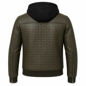Custom Men's Quilted PU Leather Biker <b>Jacket</b> Premium Motorcycle Outerwear Long Sleeve Stylish Stand Collar Waterproof Breathable - Product Image 2