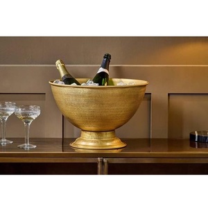 Enfriador de Botellas de Champán Decorativo con Acabado de Latón Envejecido de Primera Calidad, Pedestal de Metal, Centro de Mesa Tradicional con Base, Decoración para Bodas y Fiestas - Product Image 2