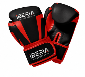 Guantes de Boxeo IBERIA Personalizados en Negro y Rojo, Guantes de Entrenamiento y Sparring Premium, Logotipo Personalizado, OEM, ODM, Equipo de Boxeo al por Mayor - Product Image 1