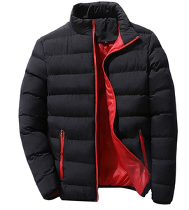 2025 Men's Casual Winter Thickened Stand Collar Warm Padded Windproof Zipper Front Logo Puffer <b>Jacket</b> - Product Image 4