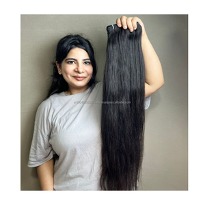 Paquets de trame de cheveux humains vierges indiens Remy droits à double tirage Extensions de cheveux de haute qualité d'un fabricant réputé - Product Image 4