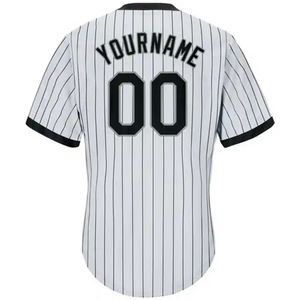 Camiseta de Béisbol Negra con Rayas Blancas, Cuello en V, Nombre y Número Personalizados, Estilo Profesional, Uniforme de Equipo, Venta al Por Mayor - Product Image 6