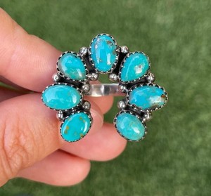 Bague tendance en argent sterling 925 avec pierre précieuse turquoise d'Arizona originale, bagues de créateur, prix d'usine en gros, bijoux - Product Image 1
