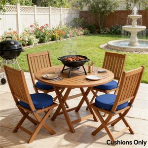 Set di 4 Cuscini Circolari Blu Navy per Sedie da Terrazza Esterna - Solo Cuscini - Product Image 1