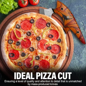 Coupe-pizza en acier Damas, fait main, avec manche en résine, outil de découpe de pizza professionnel pour la cuisine - Product Image 2