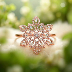 Rose Gold Plated Bridal Band Ring with Zircon Stones - Product Image 3