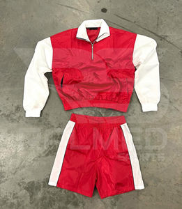 Conjunto deportivo cortavientos estilo streetwear con cremallera de color y pantalones cortos, 100% nailon, nuevo diseño, conjunto deportivo extragrande para hombre, alta calidad - Product Image 3