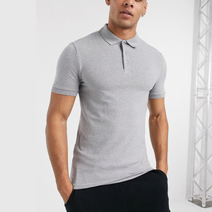 Polo de Piqué de Algodón Gris de Manga Corta para Hombre, Diseño Casual con Botones, Tejido Sólido Antiarrugas, Corte Regular - Product Image 1