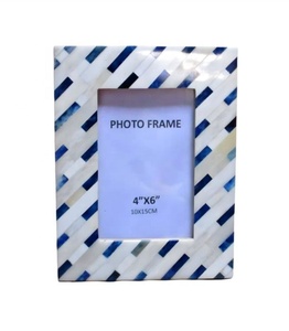 High Quality Handmade UV Printing Rectangular Bone Inlay Photo <b>Frame</b> White Floral Design Tabletop Decor Home Use - Product Image 1