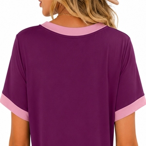 Camiseta de Manga Corta con Cuello en V para Mujer, Logotipo Personalizado, Suave, Informal, Verano, Tela Suave de Primera Calidad, Transpirable - Product Image 5