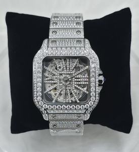 Reloj de Lujo para Hombre, Automático, de Acero Inoxidable, con Esfera Cuadrada Esqueletizada, Cristal Analógico, Resistente al Agua, con Moissanita - Product Image 1
