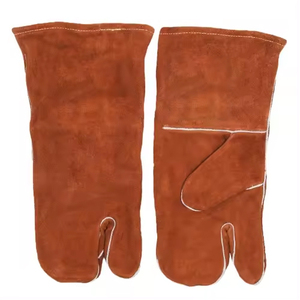 Cowhide Split Leather Mitts Oven BBQ Grill Fireplace Welder <b>Gloves</b> <b>Long</b> Sleeve Safety Bakery Use Tig Welding <b>Gloves</b> - Product Image 1