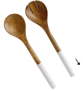 Articles de luxe, serveurs à salade en bois blanc, écologiques, compatibles lave-vaisselle, outils à salade, cuisine à domicile, fabriqués en Inde - Product Image 1