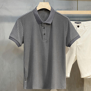 Polos de Manga Corta Personalizados de Alta Calidad, Secado Rápido, Estampados a Rayas con Decoración de Botones, Tela de Poliéster de Calidad para Hombre - Product Image 3